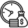 Clock and money bag icon