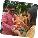 Employees celebrating Ganesh Chaturthi